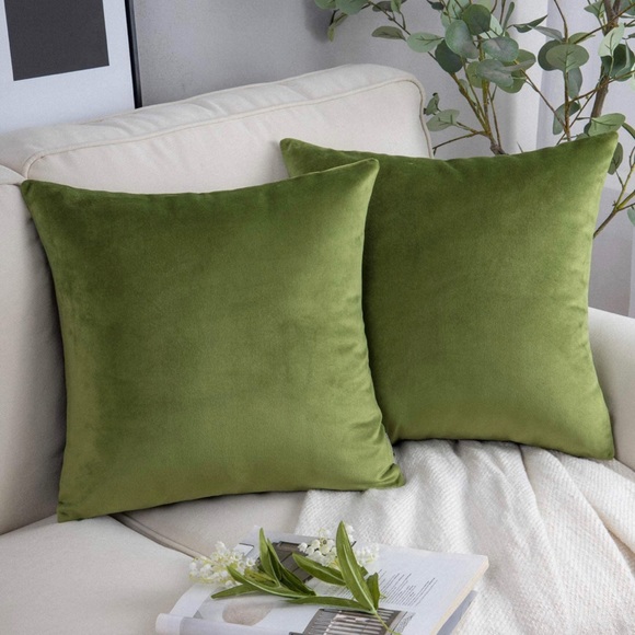 Green Velvet Pillow Covers - Picture 1 of 2